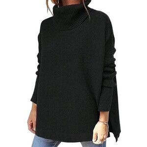 NWT Oversized Turtleneck Batwing Sleeve Asymmetric Pullover Sweater Size M